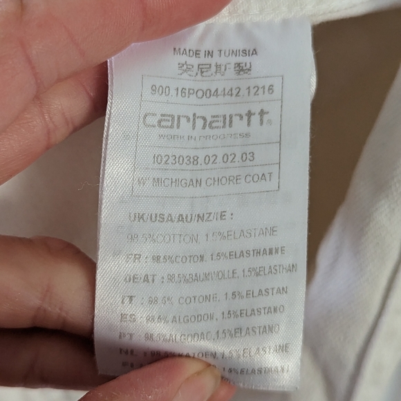 Carhartt WIP Michigan Chore Coat White Women's M Medium - Picture 5 of 6